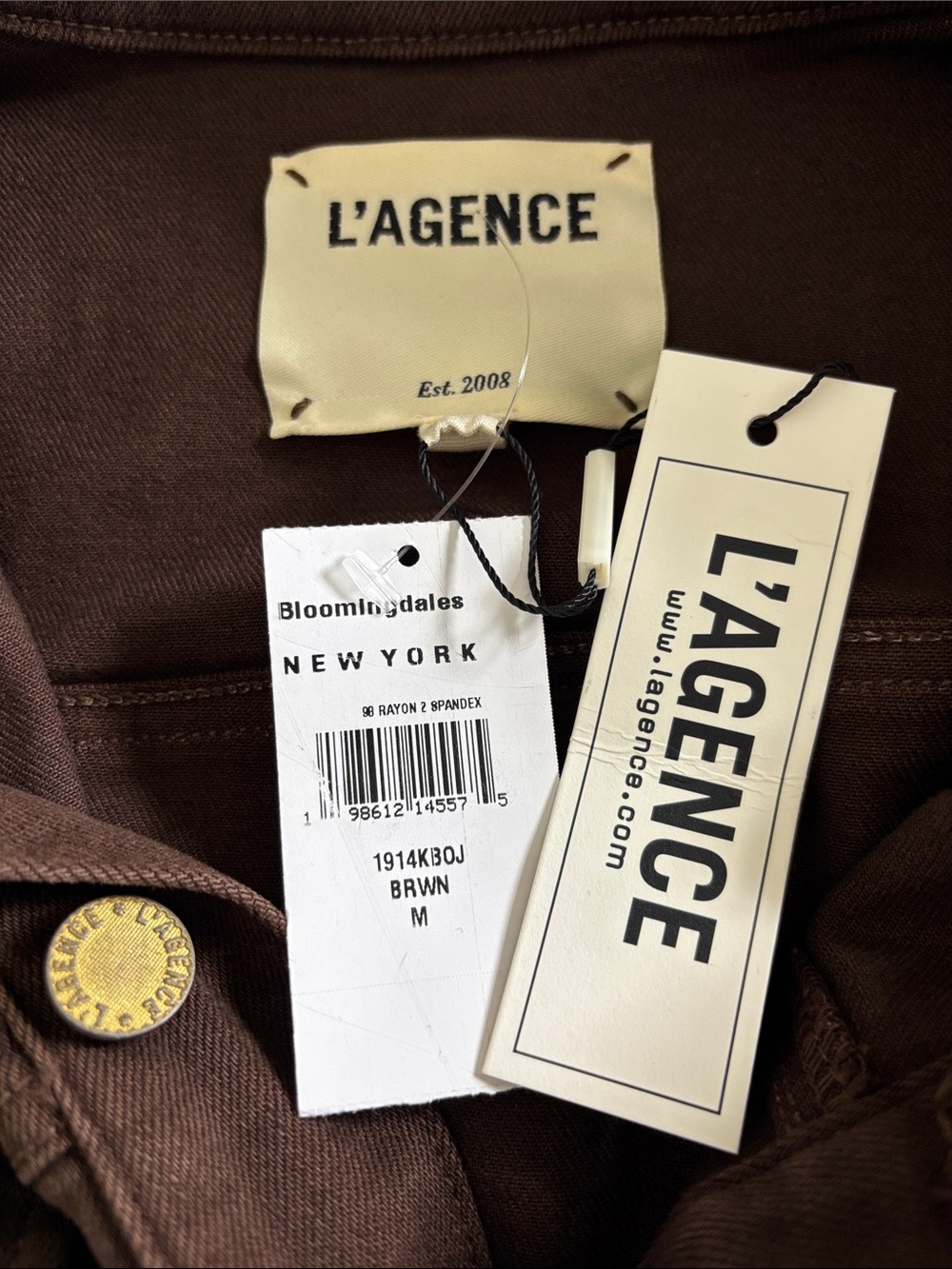 L'AGENCE Koda Brown Fringe Cropped Denim Jacket NWT Medium Women's Western - Picture 10 of 11